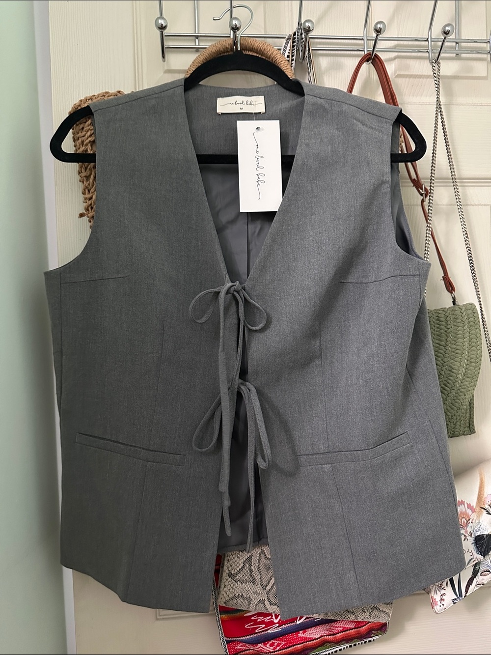 Modern Gray Tie-Front Vest Top - ONE LOVED BABE